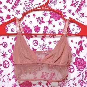 Lace polka dot bralette- Dusty rose, size xs